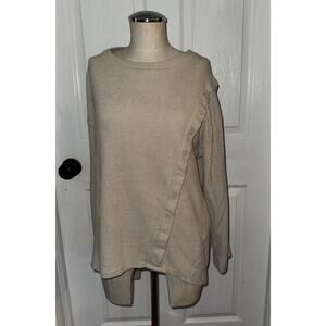 AZUL By Moussy Women’s Light Tan Button 3/4 Sleeve Blouse Size M Cotton